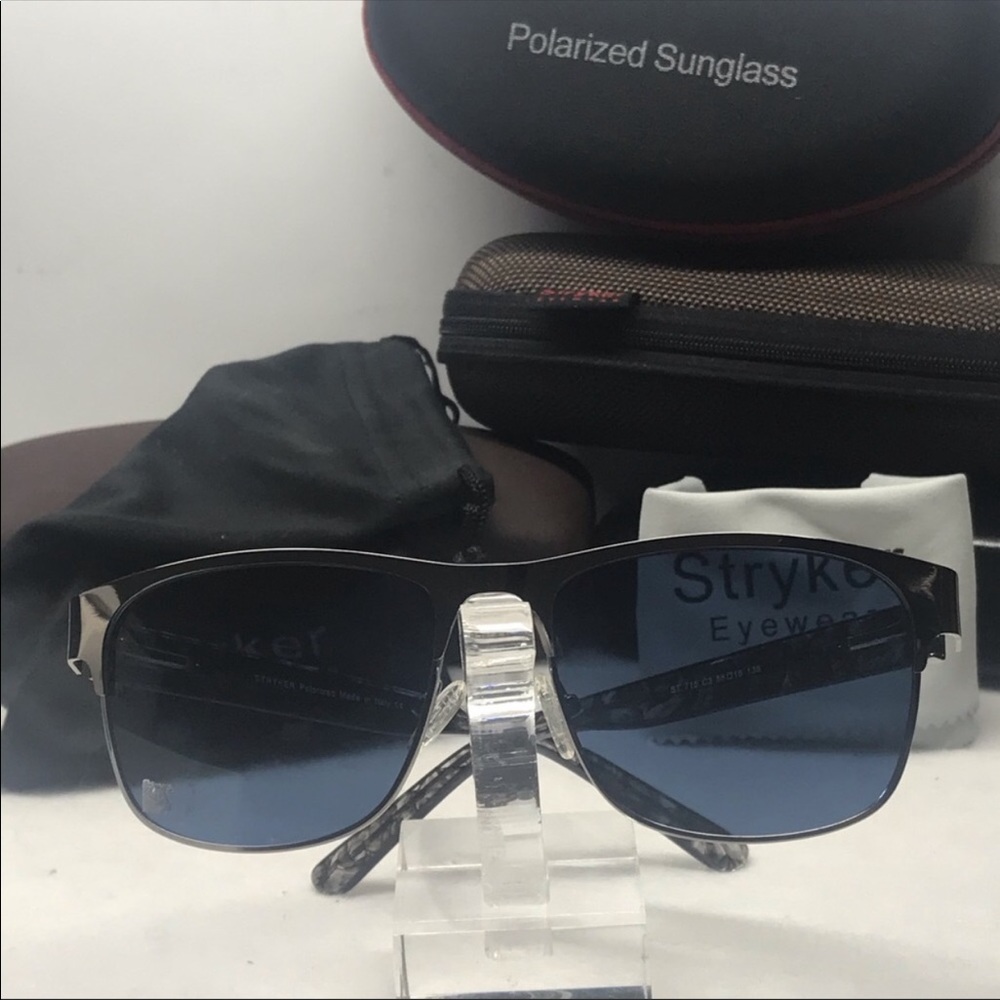 NWT Stryker Polarized sunglass Gun Metal STF715/56